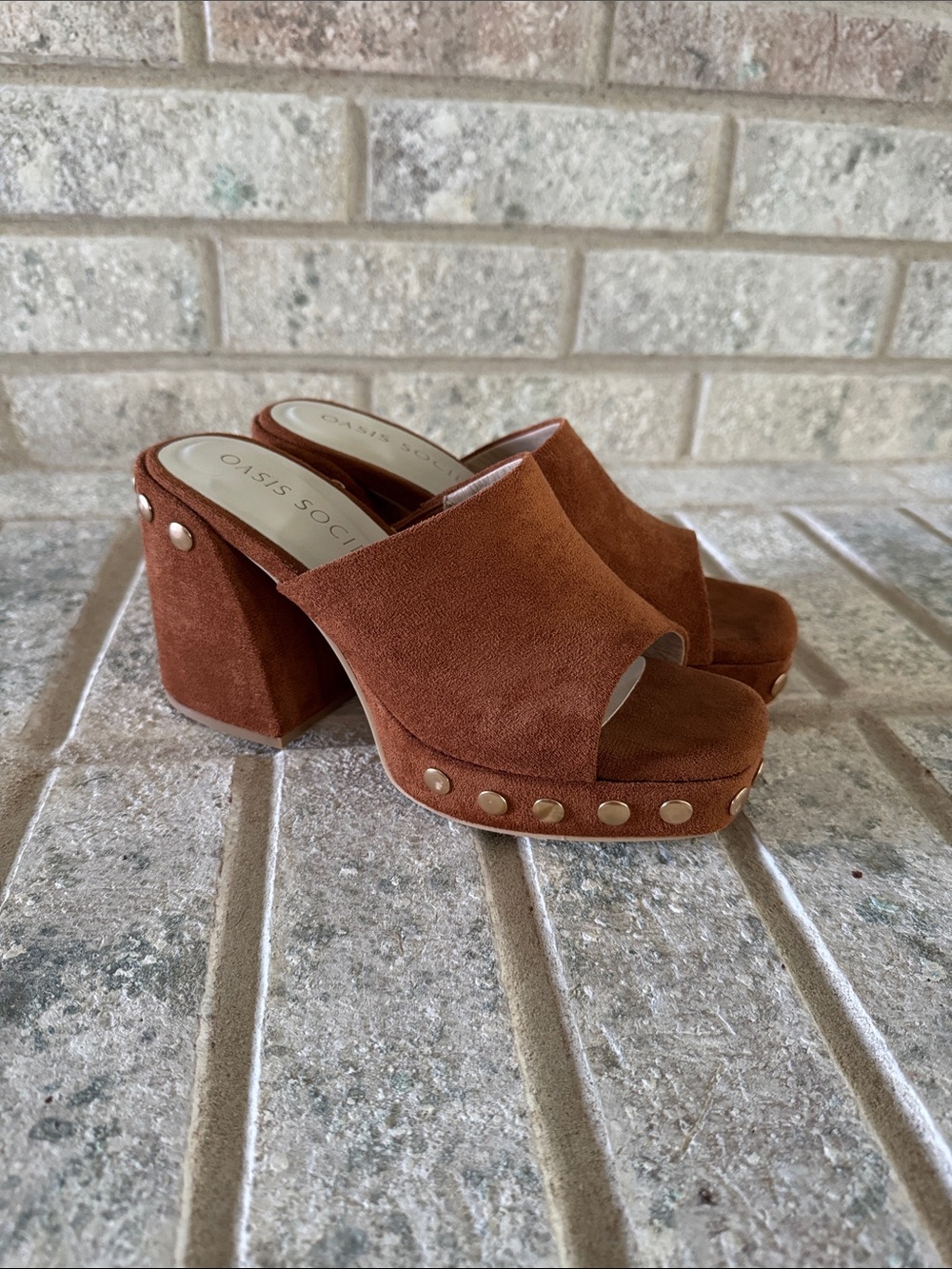 Oasis Society Suede Studded Platform Mules